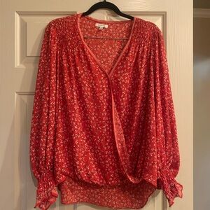 Max Studio Red Floral Blouse